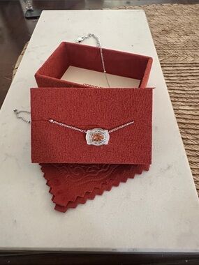 Spurwest Sterling Silver Necklace with Buckle Champagne Stone - Women's Necklace